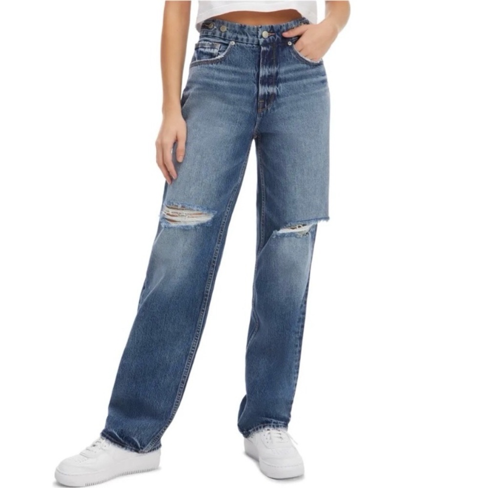 Good American Blue Straight Leg Jeans